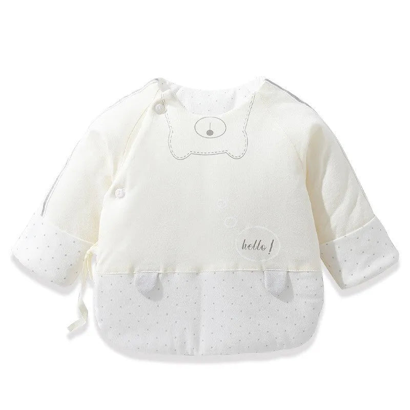 Hani half-back cotton baby top for newborns in yellow, 59cm height, round neck, 100% cotton