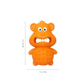 Green and yellow natural rubber dog toy for aggressive chewers with squeaker