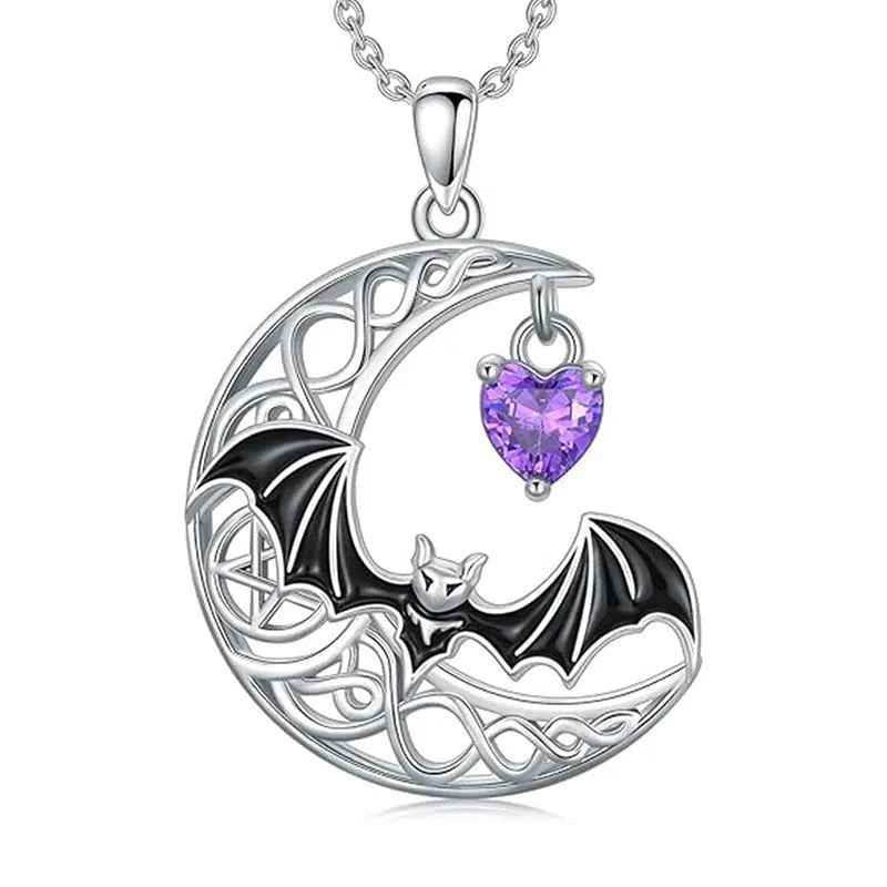925 silver bat pendant on O-shaped chain with adjustable gothic Halloween style