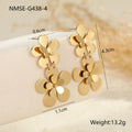 Gold flower butterfly stainless steel earrings with 18K electroplating finish