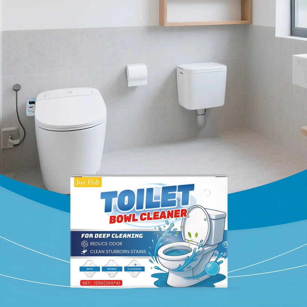 A 120g box of toilet cleaning powder containing four individual 30g sachets for removing stains and odour.