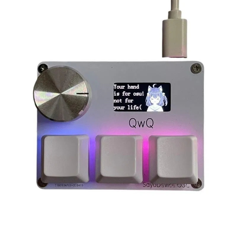 Customisable magnetic axis numeric keyboard with programmable knob and colour screen in black, pink, silver, or white.