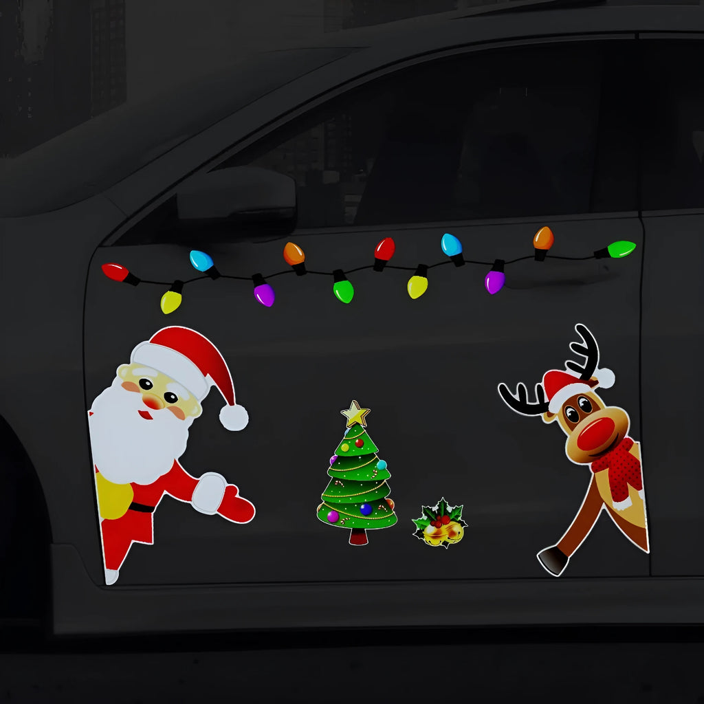Medium Christmas elk reflective magnetic car sticker in RFM025 colour with cartoon design