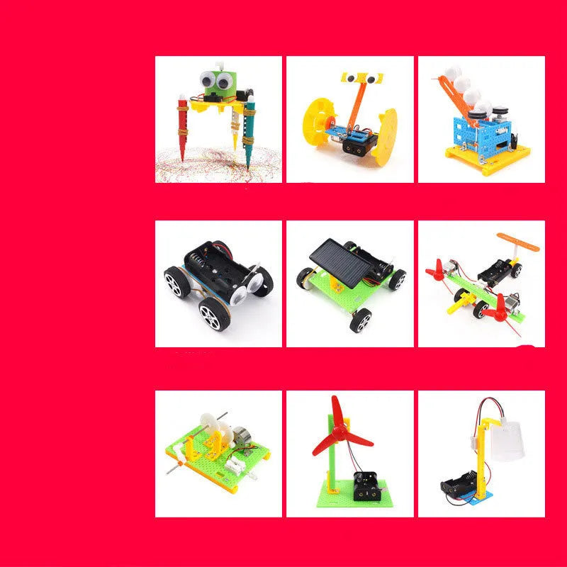 Plastic DIY building block set for science experiments and educational play, shown in 6, 9, or 12-piece options.