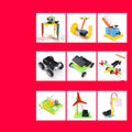 Plastic DIY building block set for science experiments and educational play, shown in 6, 9, or 12-piece options.