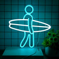 Abstract surfer neon sailboat acrylic plate wall decoration with 5V power and IP65 rating.