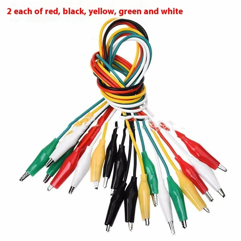Crocodile clamp test line 35mm and 45mm with 2.5mm wire, five colours, ten wires per bundle