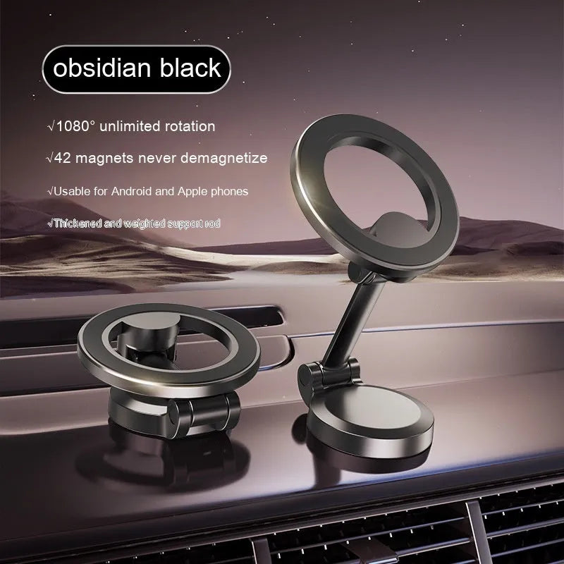 All-metal foldable magnetic phone mount for car dashboard in Qian Colour.