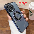 Magnetic magnifier phone case in electroplated PC for iPhone, dark purple colour
