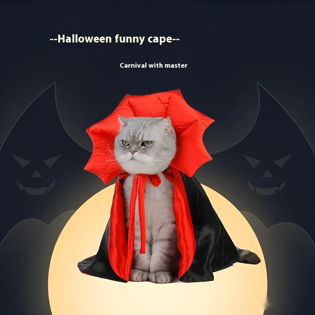 Black and red vampire cloak Halloween costume for dogs and cats