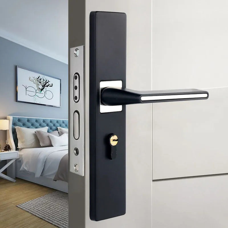 Household indoor split magnetic door lock handle for timber doors with aluminium alloy construction