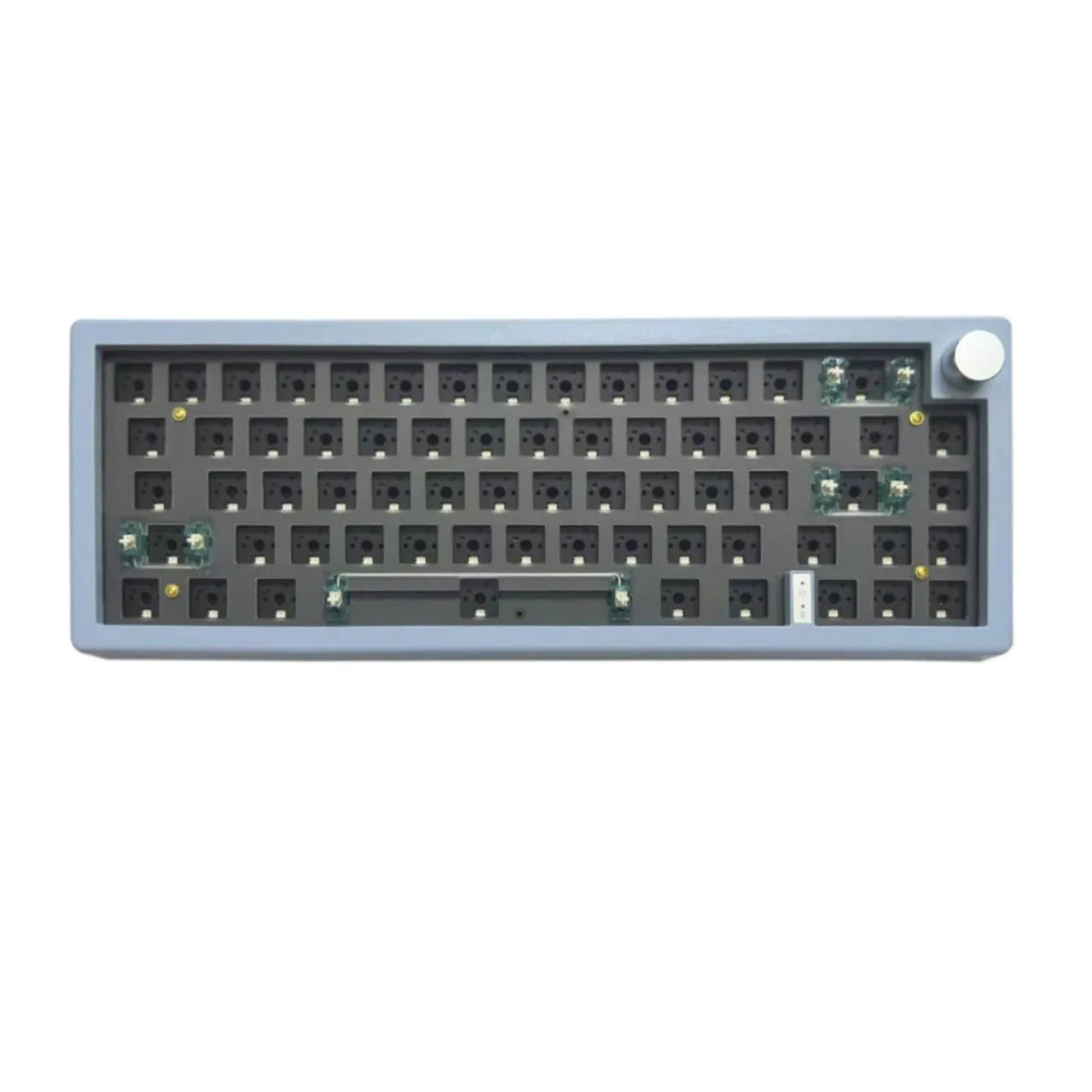 DIY mechanical keyboard kit with RGB backlighting and control knob in black, white, or coloured cases