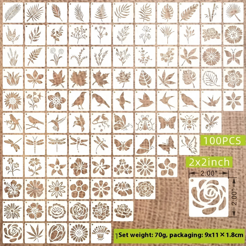 Milky white PET film spray painting stencils showing animal, floral, and letter design templates.