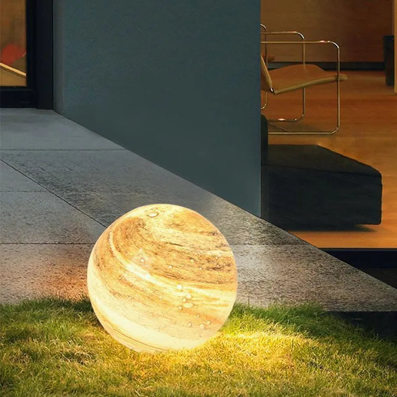 Solar lawn lamp in coffee colour with crystal and die cast aluminium body, height 25cm, for garden or villa lighting