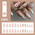 French style artificial fake nails with simple flower rock pattern patch in colour W1764.