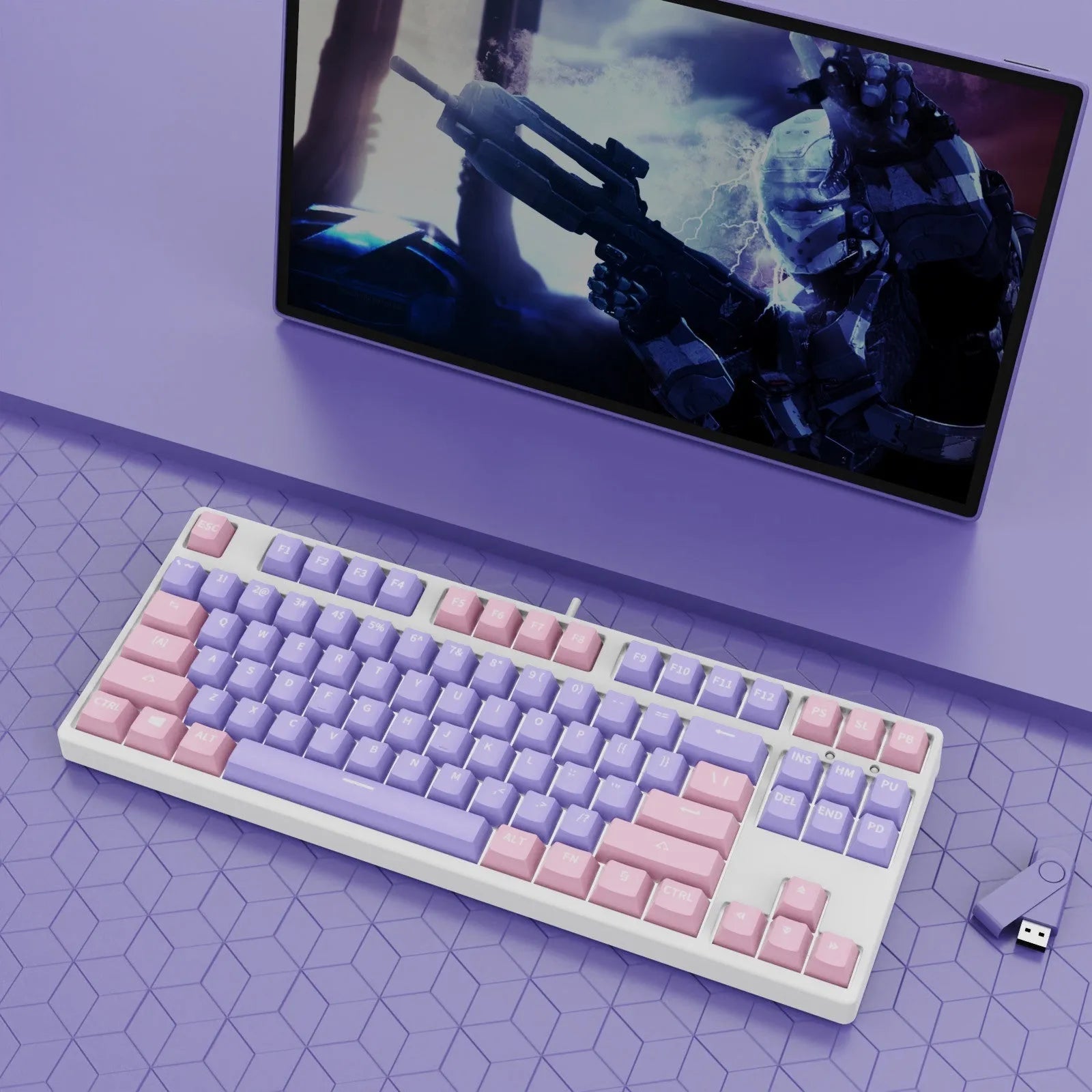 87-key wired mechanical keyboard with two-colour backlighting and hot-swappable switches