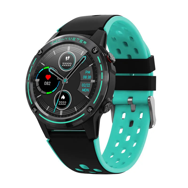 Sports smart watch with 1.3 inch screen and silicone strap in blue, black, green or silver grey