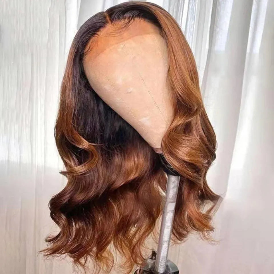 Real human hair lace front wig with gradient colour and pre-plucked hairline