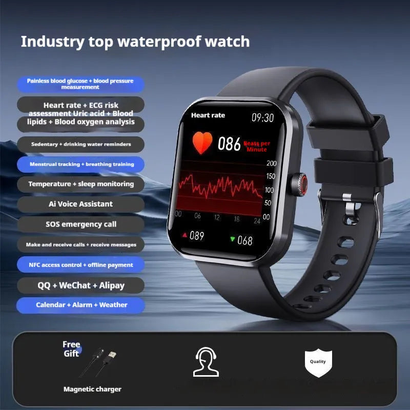Smart Bluetooth call sports bracelet with TFT screen, black plastic, health monitoring features