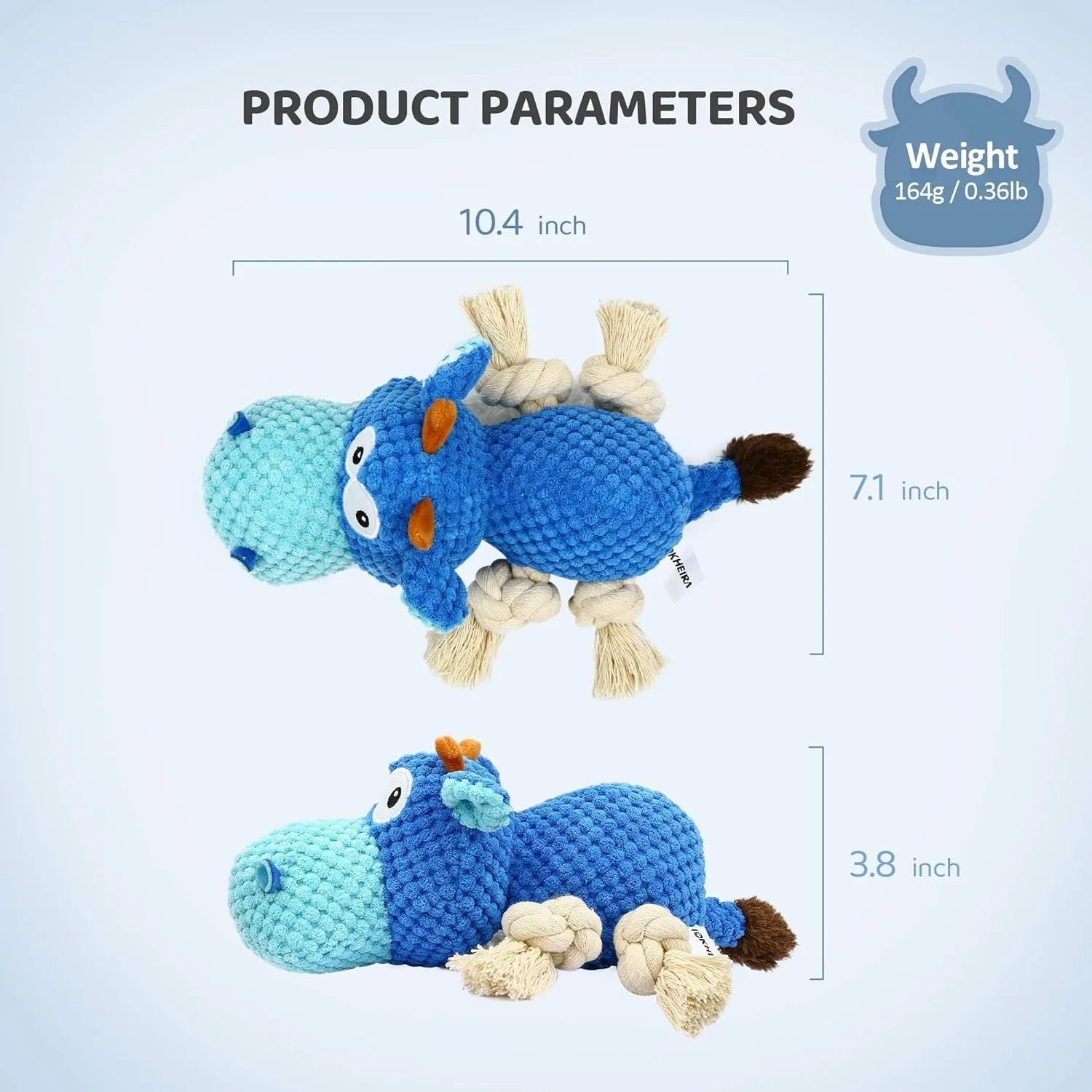 Blue plush dog toy with reinforced seams for aggressive chewers, designed for large breeds like Labrador Retrievers