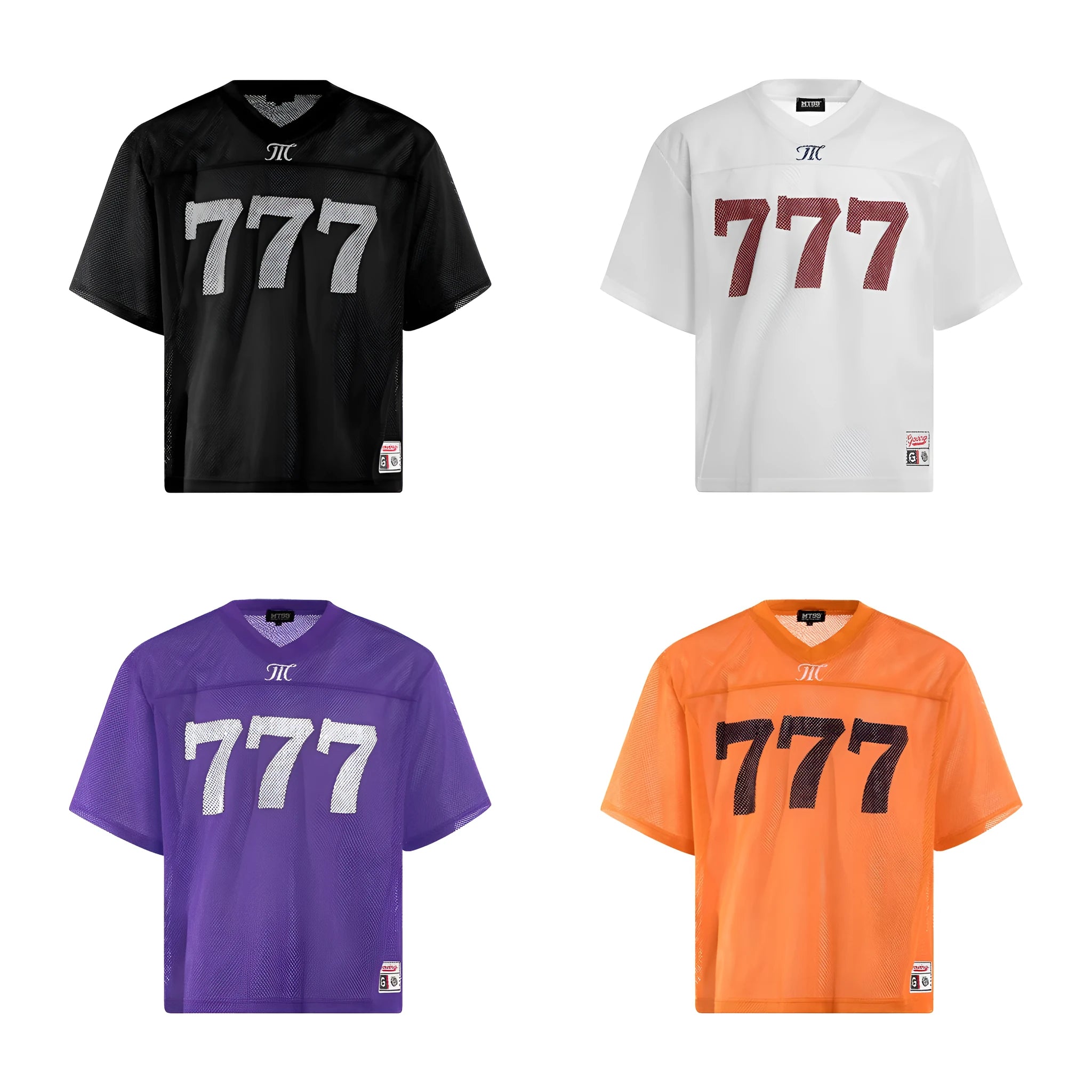 Loose-fitting summer T-shirt in retro street style available in black, white, purple, orange colours