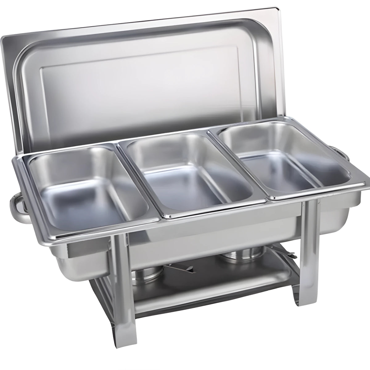 Thickened stainless steel square lidded buffet oven with three compartments for warming food