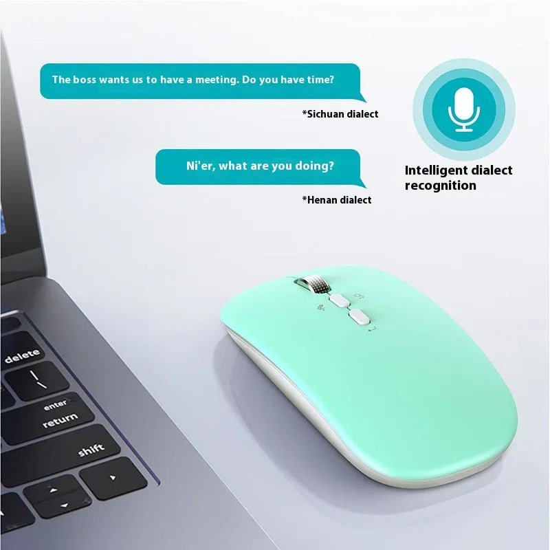 AI voice translation wireless charging mouse in gold with 2000DPI optical sensor and five buttons