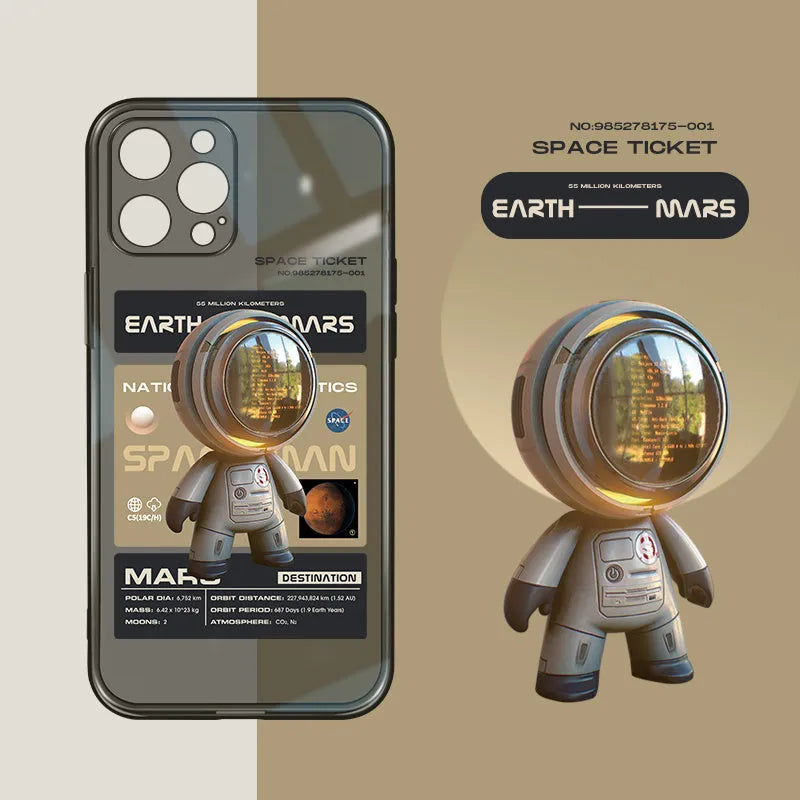Black TPU soft protective case for Apple iPhone with a choice of Mars Ticket or Oasis Flights printed design.