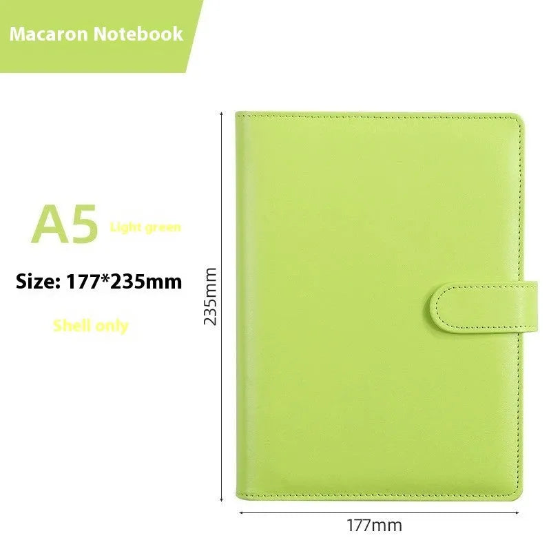 A5 PU leather notebook shell zipper binder bag in multiple solid colour options