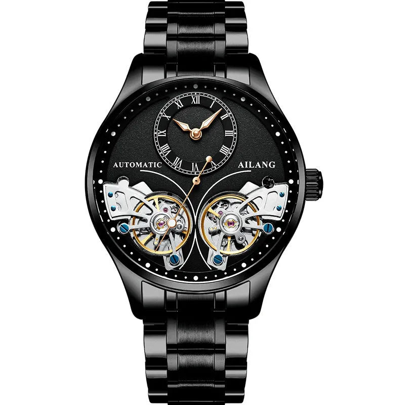 Seiko automatic men's watch with tourbillon and moon phase complications on wrist