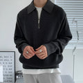 Men's lapel sweater winter pullover loose knitwear light business casual in khaki