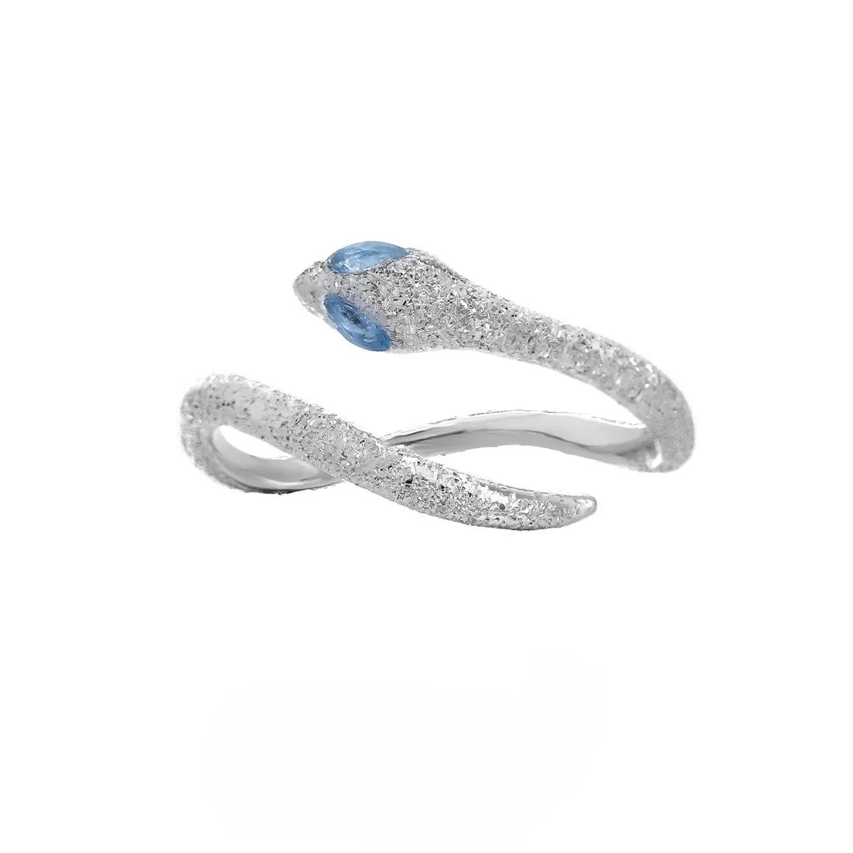 Adjustable silver snake ring with electroplated platinum colour finish and zodiac design