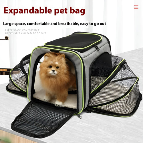 Cat carrier bag in solid colour with 600D cation fabric construction and portable design