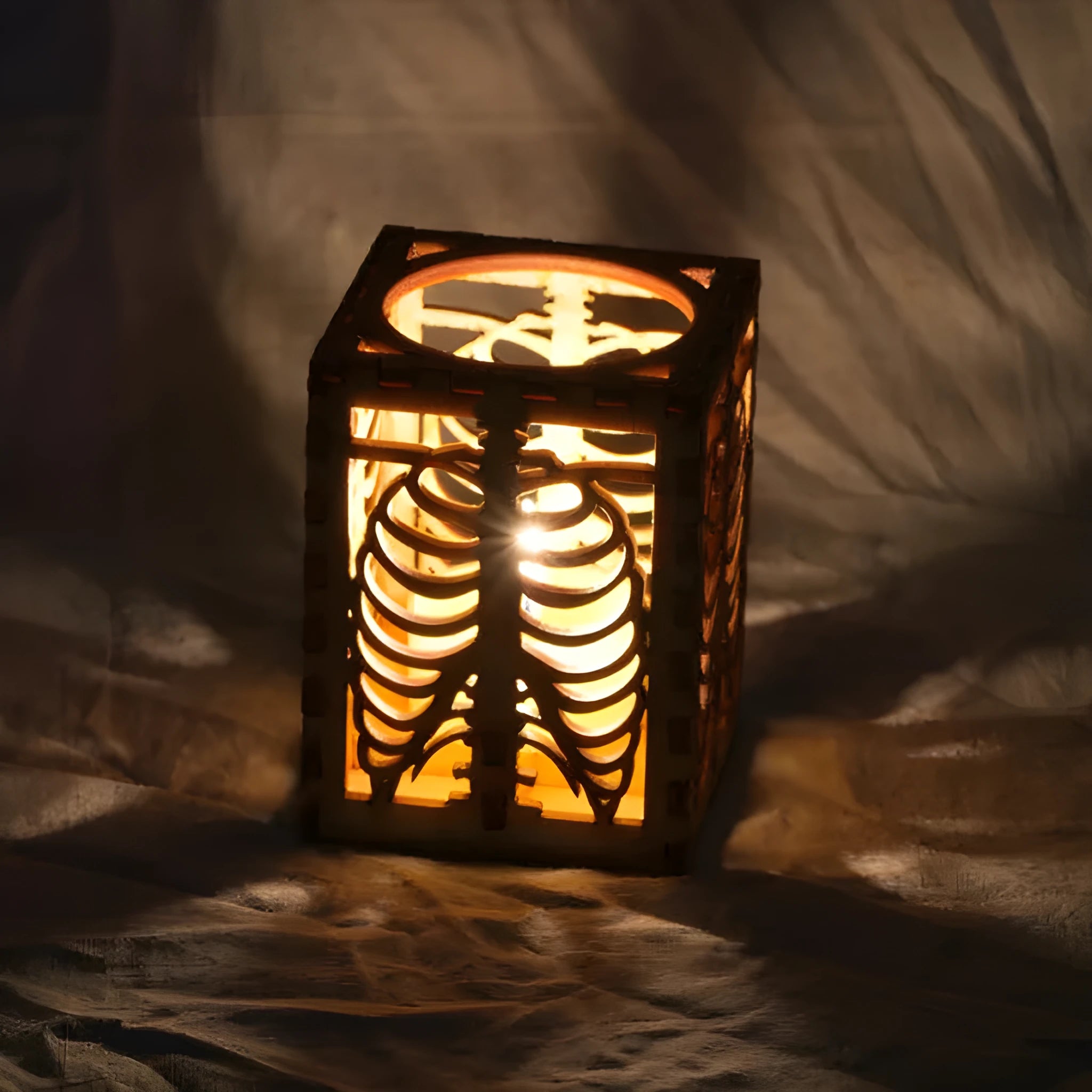 Halloween shadow lamp wooden bone rib design 18x13x13cm American style decorative light
