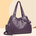 Women's soft PU tote bag with sandwich pocket, square vertical shape, in black, from 2024 European American style range.