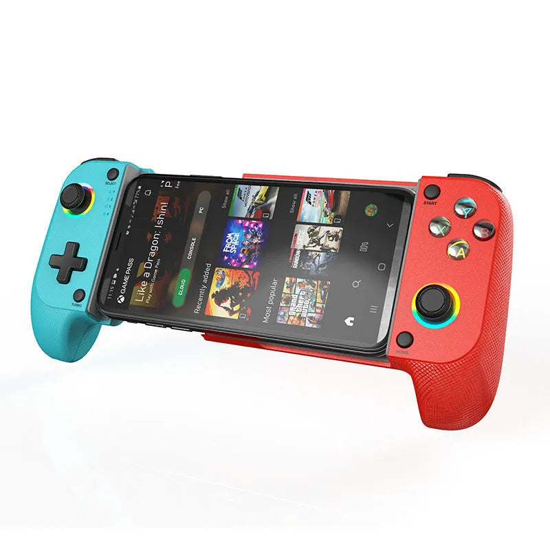 Black Bluetooth wireless stretching trigger mobile game controller for Android and iOS phones