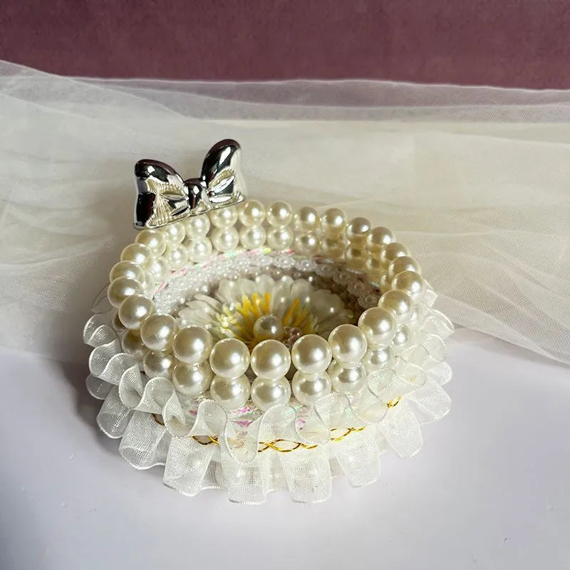 Handmade DIY beaded jewellery box in see-through acrylic, Nordic style, shown in blue, green, pink, purple, and white options.