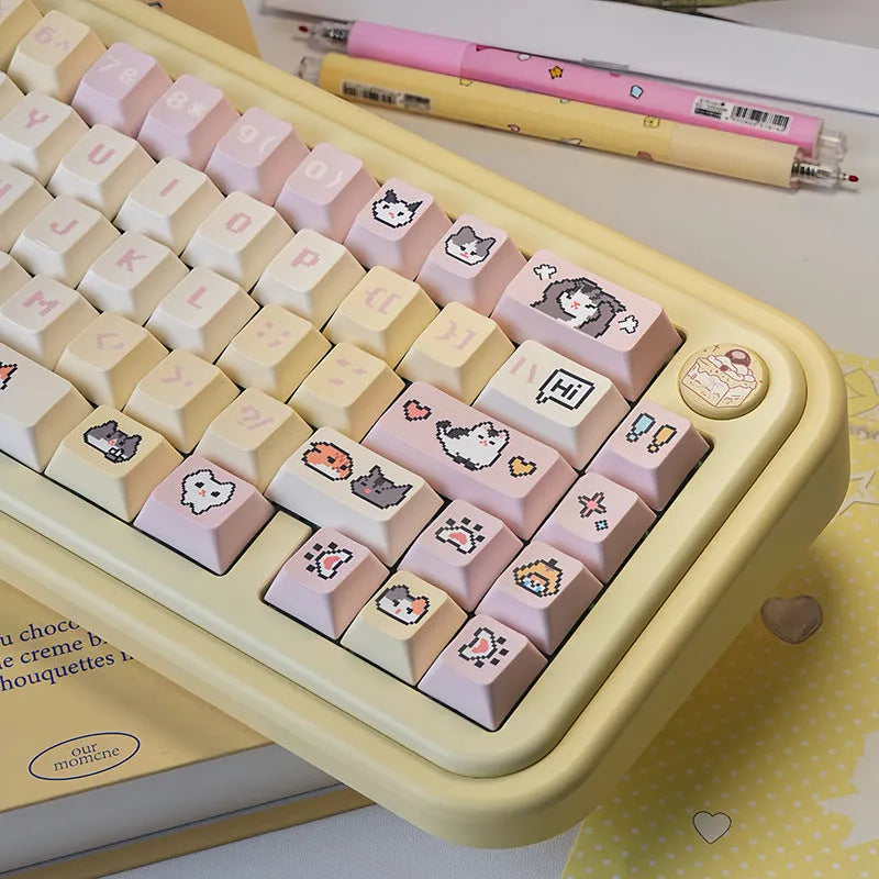 Theme Sublimation Pixel Hakimi Key Cap PBT mechanical keyboard keycap in cat head colour design