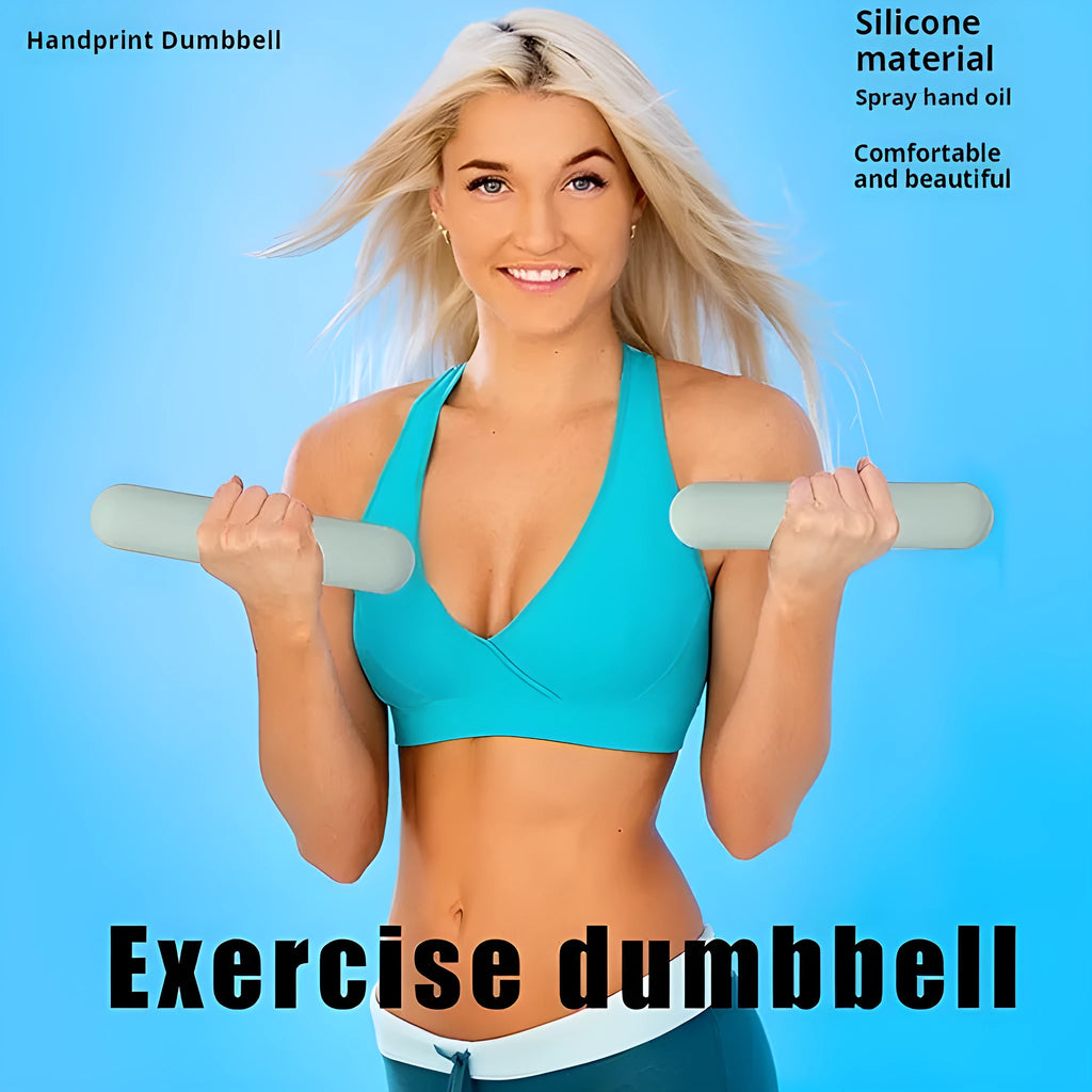 Silicone-edged non-slip hand-drawn dumbbell stick in various colours and weights for fitness training.