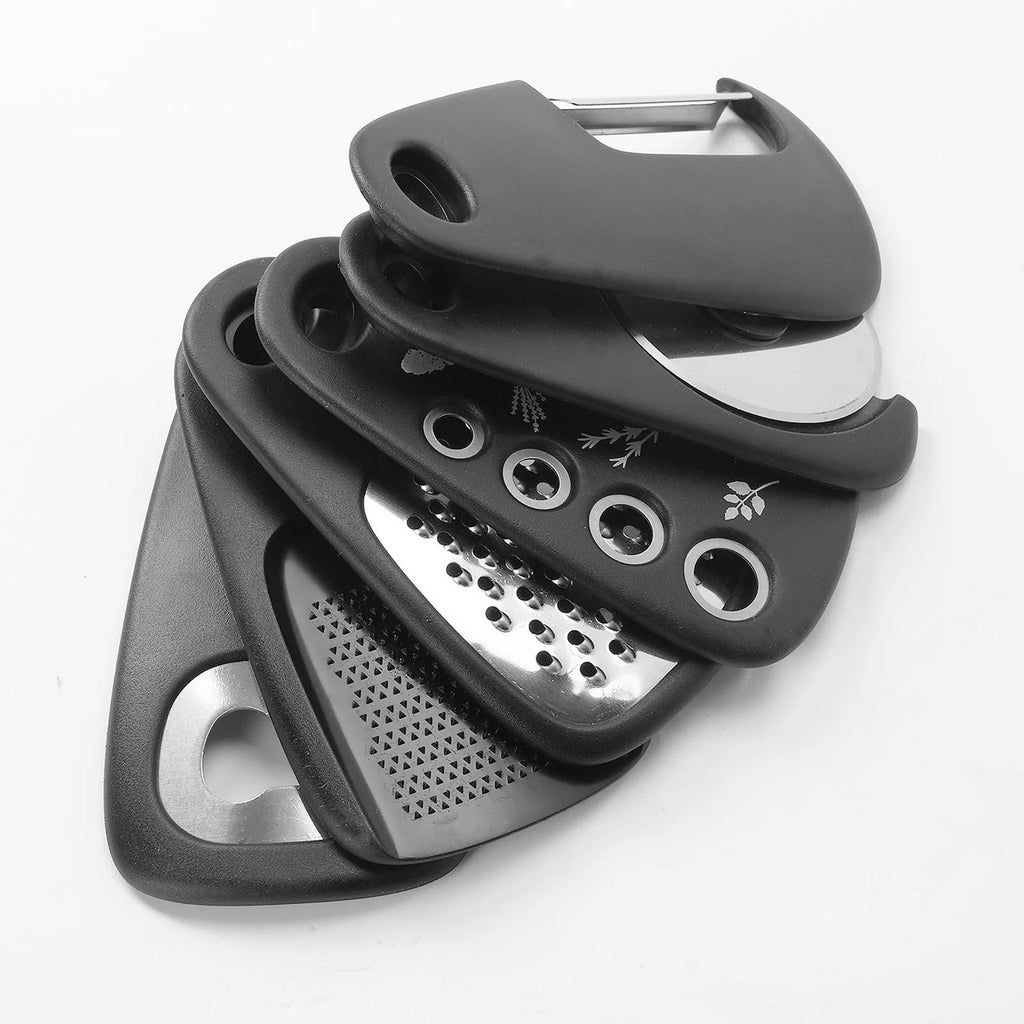 Six stackable kitchen gadgets with stainless steel and PP construction in modern simple design