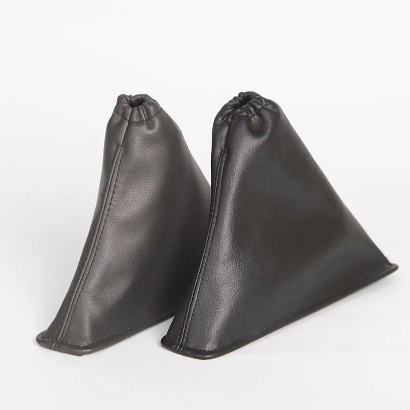 Black genuine leather car shift lever dirt-proof protective sleeve.