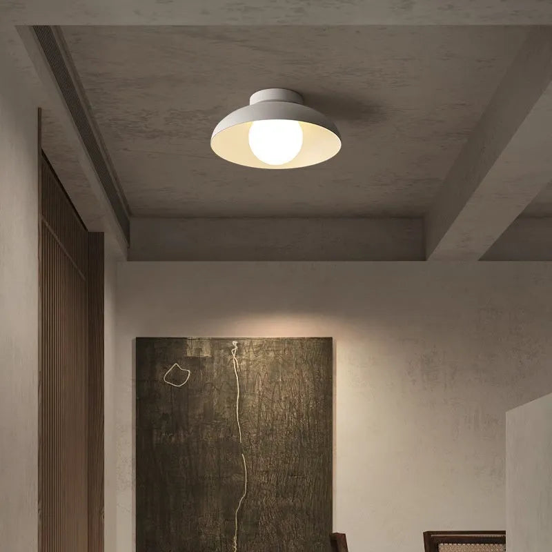Modern minimalist flush mount ceiling lamp in Nordic style, shown in Moon White finish