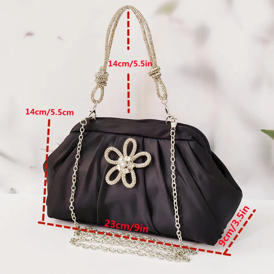 Women's diamond quilted crossbody messenger bag in soft polyester with chain detailing and document compartment