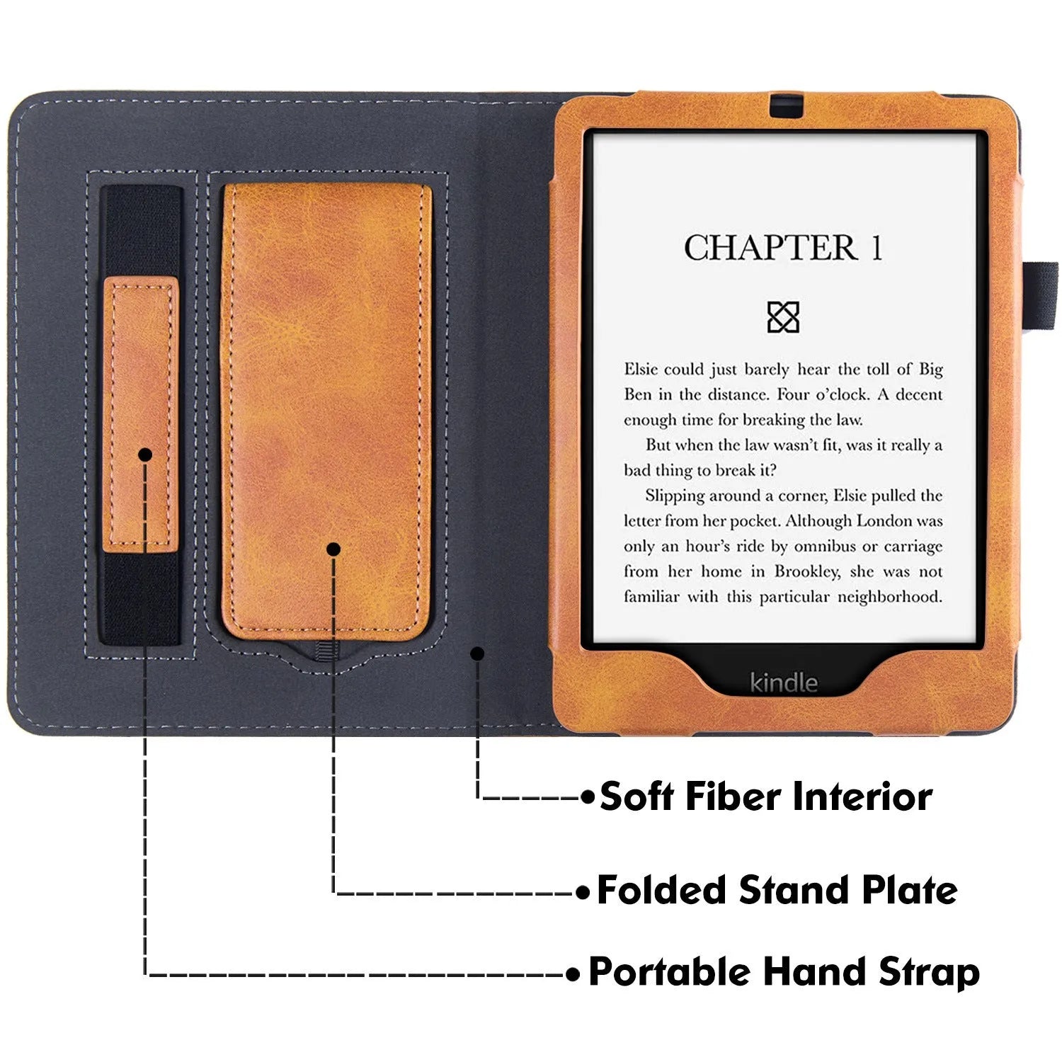 Kindle Paperwhite 11 leather case with wrist splint bracket in various colour options