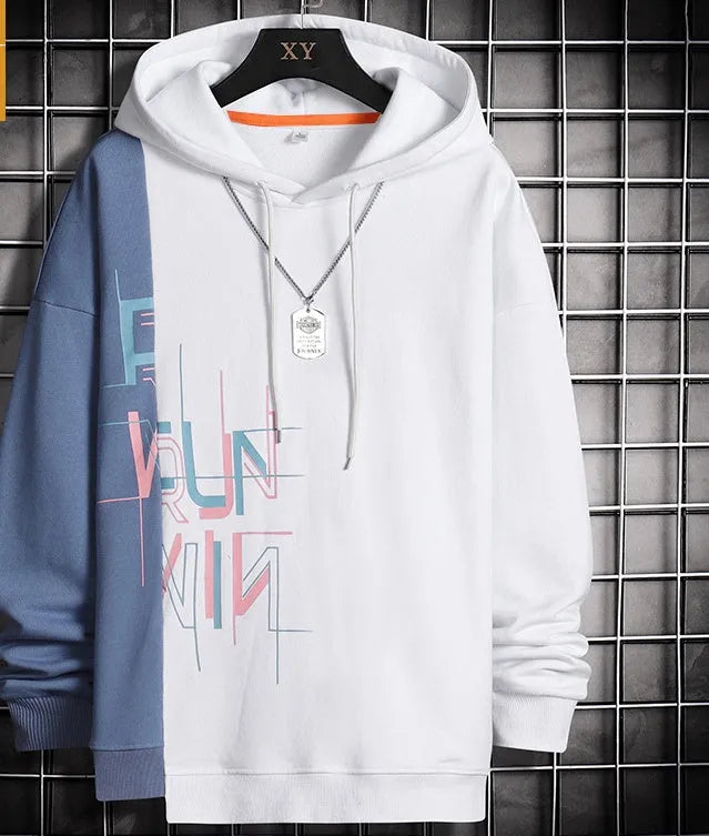 Hip hop alphabet Korean hoodie for men polyester pullover long sleeve round neck casual