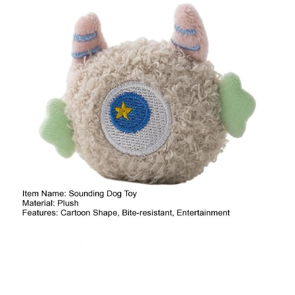 Sounding dog toy cartoon shape plush chew toy with squeaker, 8.5cm, in grey green pink white or yellow