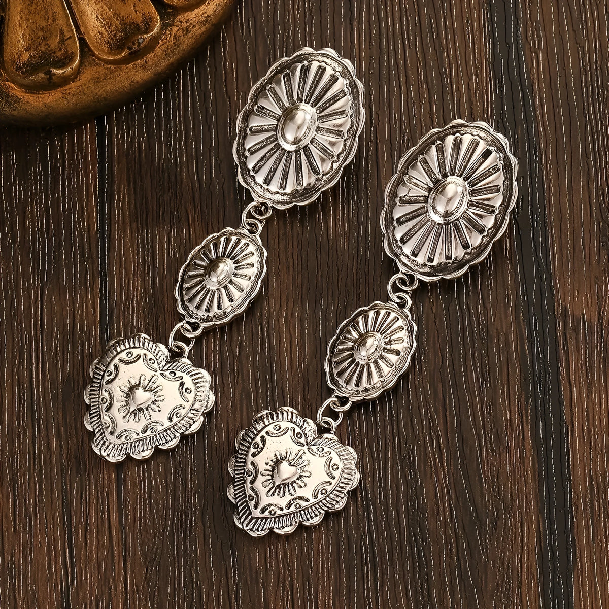 Pair of silver-toned vintage tassel water droplet shaped long chain drop earrings with hook fastening