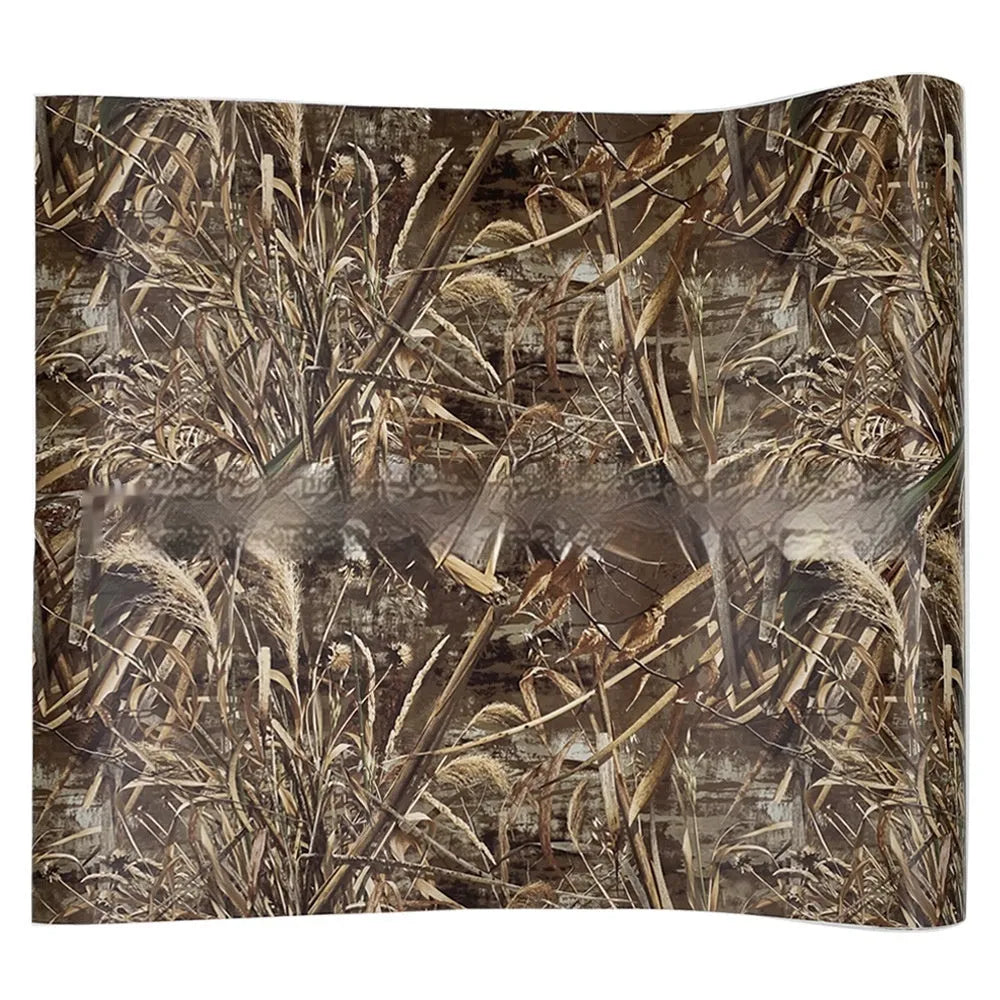 152cm wide forest grass camouflage car wrapping film in black carbon fibre PVC with leaf pattern options