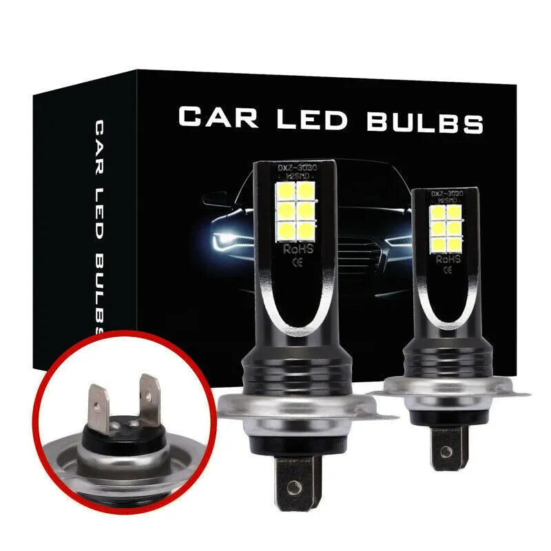 H7 110W LED car fog light bulb with aluminium housing and white light.