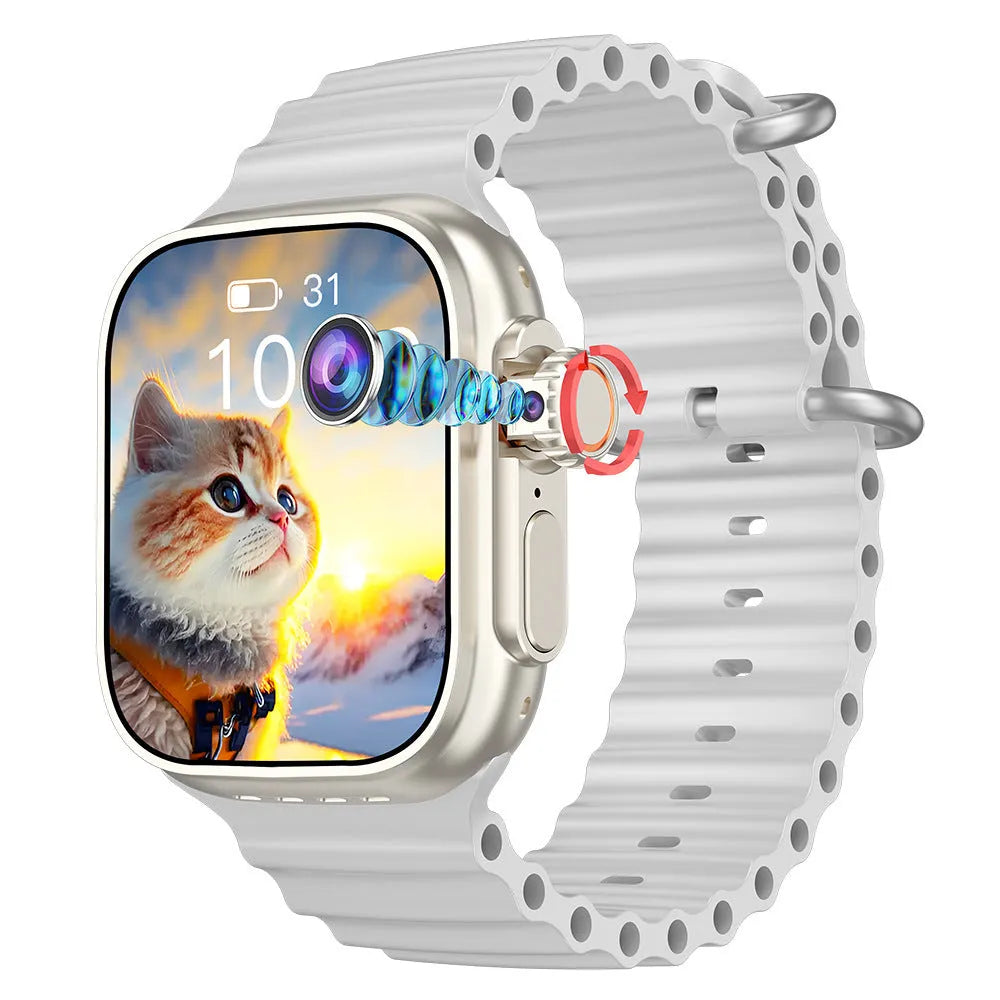 Smart watch with TFT screen, touch button, step counter and camera, available in gold, black, silver white or pink